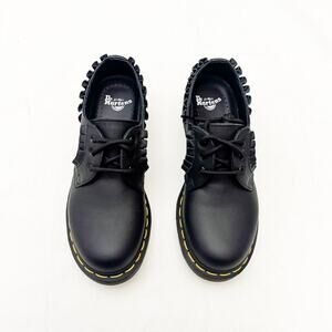Dr. Martens Docs 1461 Frill Black Ruffled Leather Accent Loafer Size 6 NWT